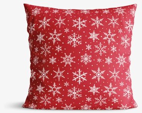 Goldea vianočná obliečka na vankúš valencia - biele vločky na červenej 40 x 40 cm