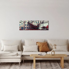 Obraz - architektonická stavba (s hodinami) (90x30 cm)