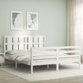 Rám postele s čelom biely 5FT masívne drevo veľkosť King 3194122