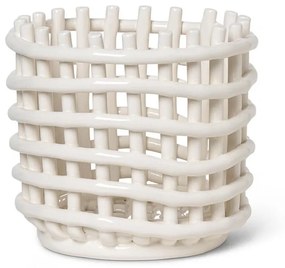 ferm LIVING Keramický kôš Off White Small