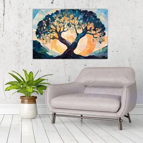 Obraz – Mozaika – slnko a strom II. (90x60 cm)