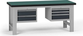 Pracovný stôl do dielne G8, 1800 x 750 x 800 mm, 2x kontejner, 5 zásuviek, grafit