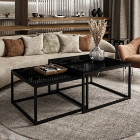 KONFERENČNÝ STOLÍK BELLA 2v1 ČIERNY LESK + ČIERNY 60 / 70 cm