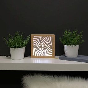 AMADEA Drevená lampička s motívom špirály, veľkosť 20 cm, s LED osvetlením s trafom na 12V