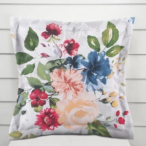 Biante Bavlnená obliečka na vankúš s lemom Sandra SA-387 Veľké žlté a modré kvety na bielom 60 x 60 cm