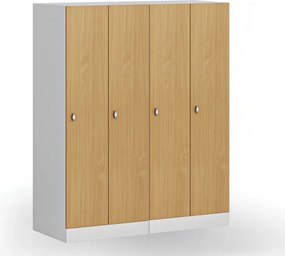 Šatníková skrinka S1 znížená, 2 oddiely, 1500 x 600 x 500 mm, otočný zámok, laminované dvere, dub prírodný