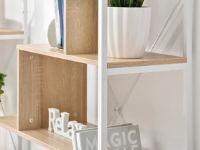 Regál Harp B (dub + biela). Akcia -21%. Vlastná spoľahlivá doprava až k Vám domov. 1111348