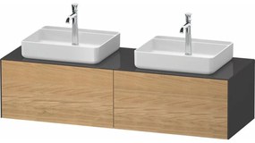 DURAVIT White Tulip závesná skrinka pod dve umývadlá na dosku, 2 zásuvky, 1600 x 550 x 408 mm, dub prírodný masív/grafit vysoký lesk, WT4865BH5H10000