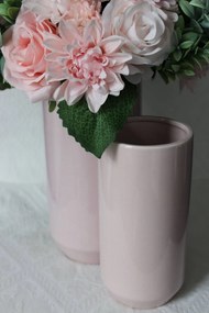 Ružová keramická okrúhla váza 25 cm