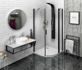 Polysan Polysan, ZOOM BLACK štvrťkruhová sprchová zástena 900x900mm, číre sklo, pravá, ZL2615BR