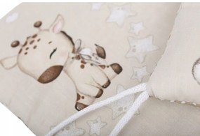 Ochranný mantinel do postieľky 180x30 cm BABYMAM PREMIUM - Žirafa/biele bodky na béžovej