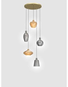 Wofi 5005-501 - Luster na lanku ROUEN 5xE14/40W/230V zlatá/šedá