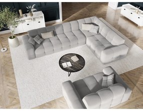 Svetlosivá zamatová rohová pohovka (pravý roh) Kendal - Micadoni Home