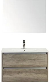 Kúpeľňový nábytkový set Dante 80 cm s keramickým umývadlom Model 1 a zrkadlom dub Nebraska