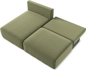 Zelená zamatová rozkladacia/s úložným priestorom rohová pohovka (ľavý roh/s leňoškou) Kalena – Makamii