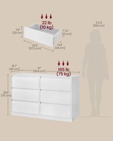 Komoda Vasagle Kailyn 119,4 cm bílá