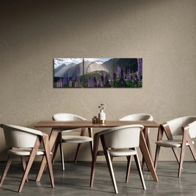 Obraz - Scenérie vlčích bôbov (s hodinami) (90x30 cm)
