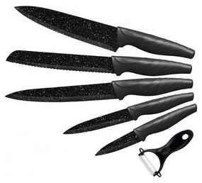 UTC Sada 5 kuchynských nožov + škrabka, mramor/čierna 263886
