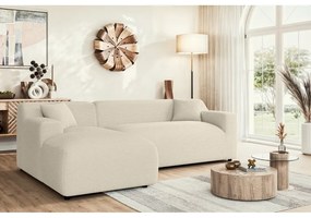 Béžovo-krémová menčestrová rohová pohovka (ľavý roh/s leňoškou) Martin – Ropez