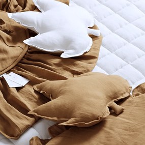 Ľanový vankúš javorový list karamelová 43x43 cm