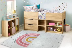 Detský koberec protišmykový BAMBINO 47810 dúha, biely / ružový