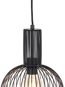 Dizajnové závesné svietidlo čierne - Wire Whisk
