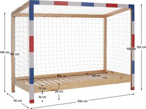 Detská posteľ 90 cm Facilmente (prírodná + modrá + červená) (s roštom). Vlastná spoľahlivá doprava až k Vám domov. 1116346