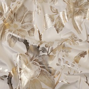 Biante Zamatový behúň na stôl Isabela Flower IBL-023 Zlaté kvety na krémovom 20x140 cm