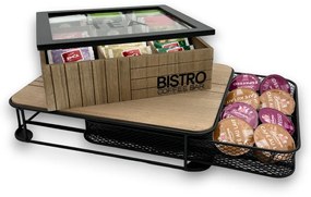 Orion Sada organizéra na čaj + kávové kapsule, drevo-kov BISTRO