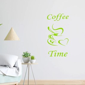 Veselá Stena Samolepka Coffee time Farba: zelená, Veľkosť: 100 x 50 cm