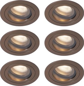 Sada 6 moderných zapustených bodových svetiel tmavý bronz otočné a naklápacie IP44 - Chuck