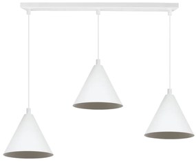 Závesné svietidlo Soho, 3x biele kovové tienidlo, (fi 14cm)