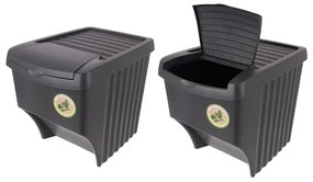 Čierne plastové odpadkové koše v súprave 3 ks 3x22 l na triedený odpad – Orion