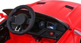 Ramiz Športové autíčko GT na batérie pre deti červené + diaľkové ovládanie + pomalý štart + nosič batožiny + MP3 LED