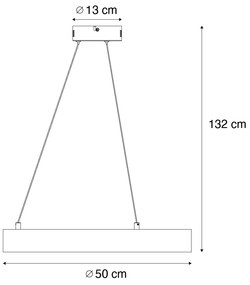 Moderné závesné svietidlo čierne 50 cm vrátane LED 3-stupňové stmievateľné - Organici