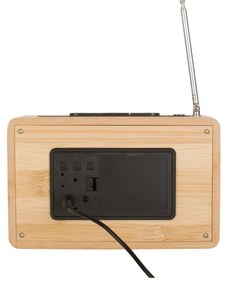 Bambusový budík s rádiom Karlsson Retro