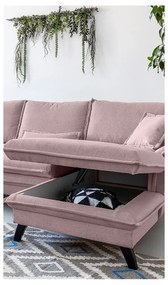 Pudrovoružová rozkladacia rohová pohovka Miuform Charming Charlie, pravý roh