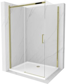 Mexen Omega sprchová kabína, posuvné dvere 110 x 80 cm, transparentnéné, zlatá + závesný bidet Flat - 825-110-080-50-00-4010