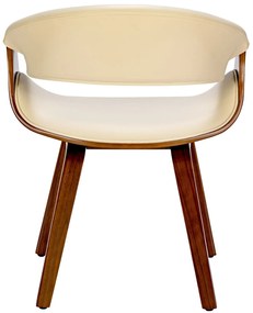 Stolička Foley - koženka, drevené nohy orech - Krémová