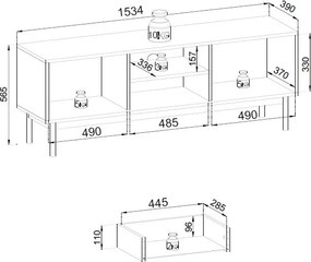TV skrinka Japandi, 154 cm, béžová kašmír