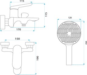 Rea Marco, vaňová batéria s ručnou sprchovou súpravou, čierna matná, REA-B5941