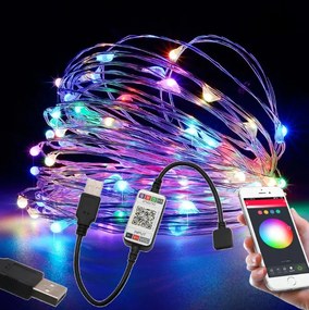 BERGE LED svetelná reťaz - RGB MULTICOLOR - USB - SMART - 5 m