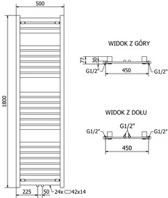 Mexen Uran vykurovacie teleso 1800 x 500 mm, 790 W, čierna, W105-1800-500-00-70