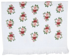 Biely kuchynský froté uterák s ružami - 40 * 66 cm