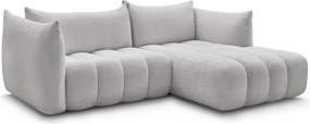 Svetlosivá rohová pohovka z textílie buklé (pravý roh/s leňoškou) Azra – Bobochic Paris