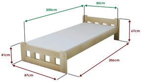 Posteľ Naomi zvýšená 80 x 200 cm, borovica Rošt: S latkovým roštom, Matrac: Bez matraca