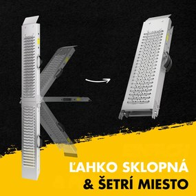 Nájazdové rampy na auto DRIVE, sklápateľné, sada 2ks, max 400 kg, 160cm, strieborná Jurhan
