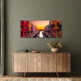 Obraz - Západ slnka, ostrov Burano, Benátky, Taliansko (120x50 cm)