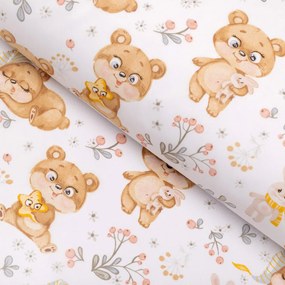 Biante Detský bavlnený oválny obrus Sandra SA-524 Roztomilé medvedíky na bielom 60x100 cm