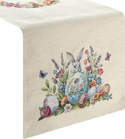 VEĽKONOČNÝ GOBELÍNOVÝ BEHÚŇ NA STÔL BUNNY 45X140 CM VZOROVANÁ